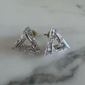 Elegant Silver Triangle Stud Earrings